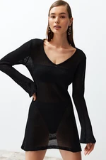 Trendyol Black Fitted Mini Knitwear Beach Dress