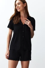 Trendyol Black Lace Detailed Viscose Woven Pajamas Set