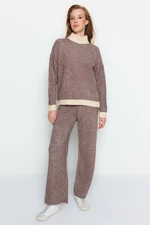 Trendyol Stone Wide Pattern Boucle Yarn Knitwear Bottom-Top Set