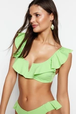 Trendyol Green Bralette Flounce Bikini Top