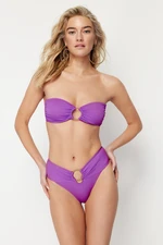 Trendyol Purple Accessory High Waist High Leg Brazilian Bikini Bottom