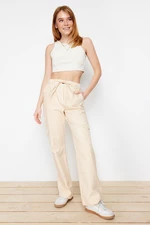 Trendyol Beige Cotton Woven Cargo Trousers