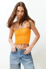 Trendyol Orange Textured Strap Crop Stretchy Knitted Undershirt