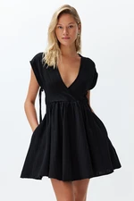 Trendyol Black Mini Woven Cut Out/Window Linen-blend Beach Dress