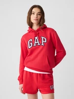 Red women's sweatshirt with logo and fleece GAP