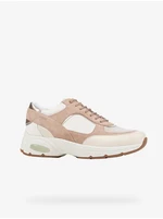 Beige Women's Leather Sneakers Geox Alhour - Women