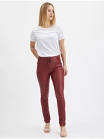 Orsay Vínové dámské skinny fit kalhoty - Dámské