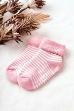 Children's socks stripes Pink and white