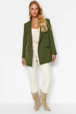 Trendyol Khaki Oversize Lined Woven Blazer Jacket