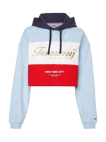 Tommy Jeans Mikina - TJW CROP ARCHIVE HOODIE modrá