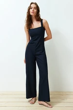 Trendyol Navy Blue Striped Polyviscon Maxi Woven Jumpsuit