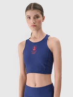 Paríž/ Slovensko - Dámsky rýchloschnúci funkčný crop top - tmavomodrý