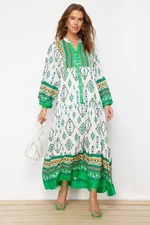 Trendyol Green Floral Pattern Woven Viscose Dress