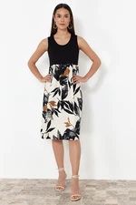Trendyol Black Zero Sleeve Pool Collar Skirt Patterned Midi Knitted Dress