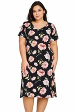 Taro Peony 3160 2XL-3XL L24 Noční košilka XXL černá-květy 