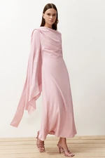 Trendyol Powder Shawl Detailed Evening Dress