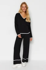 Trendyol Black Extra Wide Fit Top-Top Set with a Pile Knitwear