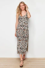 Trendyol Ecru Floral Viscose Maxi Woven Dress