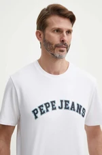 Bavlněné tričko Pepe Jeans béžová barva, s potiskem