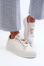 Women's leather platform sneakers with D&A White studs