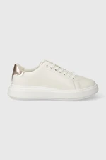 Kožené sneakers boty Calvin Klein CUPSOLE LACE UP LEATHER bílá barva, HW0HW01987