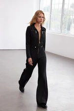 Trendyol Limited Edition Black Belted Zipper Detailed Long Jumpsuit