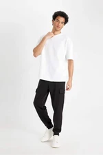 DEFACTO Men's Black Regular Fit Normal Cut Cargo Pocket Elastic Leg Sweatpants