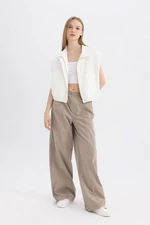 DEFACTO Wide Leg Double Pocket High Waist Standard Size Poplin Trousers