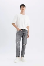 DEFACTO The 90's Slim Fit Slim Fit High Waist Narrow Leg Ripped Detailed Jean Trousers