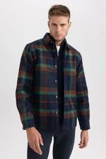 DEFACTO Polo Collar Plaid Long Sleeve Shirt Jacket