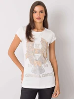 Ecru women's t-shirt with appliqué