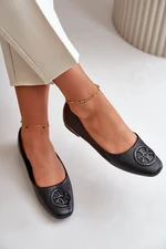 Women's Ballet Flats with Eco Leather Decoration Black Rhodike