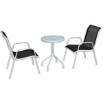 Zahradní bistro set 3 ks kov / textilen Dekorhome Černá / šedá