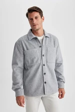 DEFACTO Relax Fit Polo Neck Wool Look Long Sleeve Shirt Jacket