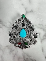 Brooch XZ459-191 silver + blue