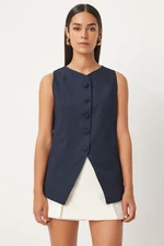 Happiness İstanbul Women's Navy Blue Sleeveless Woven Vest