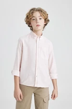 DEFACTO Oversized Polo Collar Oxford Basic Long Sleeve Shirt