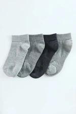 Trendyol Gray Melange Unisex Pack of 4 Booties Cotton Socks