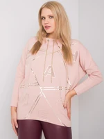 Dusty pink blouse of larger size with print and patch