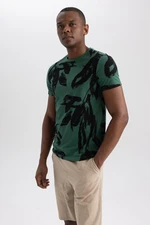 DEFACTO Slim Fit Crew Neck Patterned Short Sleeve T-Shirt