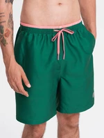 Ombre Men's two-tone ribbed swim shorts - dark green