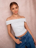 Edoti Women's ribbed crop top with open shoulders SL