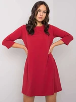 RUE PARIS Burgundy dress with lace insert