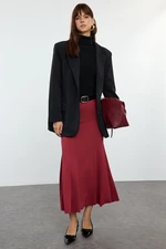 Trendyol Claret Red Fish Shape Midi Skirt