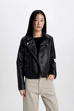 DEFACTO Regular Fit Faux Leather Coat