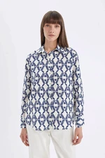 DEFACTO Oversize Wide Patterned Long Sleeve Shirt