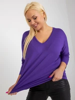 Dark purple loose basic plus size blouse