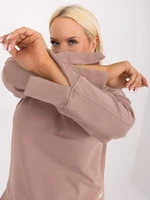 Dark beige cotton sweatshirt plus size