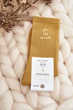 Women's plain socks with yellow lettering