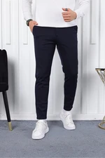 36197 Dewberry Ids Slim Fit Lycra Fabric Mens Trousers-NAVY